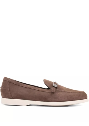 Le Silla crystal-buckle loafers - Brown