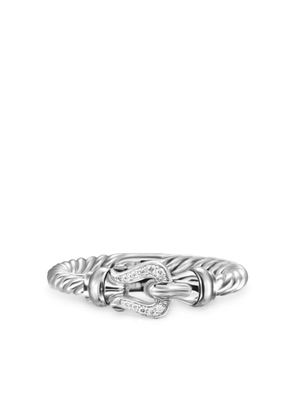 David Yurman 18K white gold Petite Buckle diamond ring