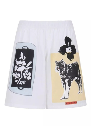 Marni graphic-print shorts - 00W01 WHITE