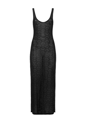 Philipp Plein Tulle Monogram Strass midi dress - Black