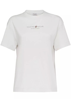 Brunello Cucinelli logo-print cotton T-shirt - White