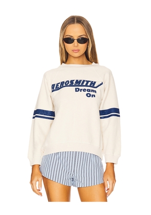 DAYDREAMER Aerosmith Dream On Reverse Raglan Crew in Ivory. Size S. Also in XS.