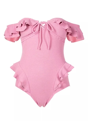 Clube Bossa Lanzo ruffled off-shoulder swimsuit - Pink