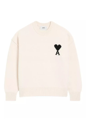 AMI Paris Ami De Coeur crew-neck wool sweater - Neutrals