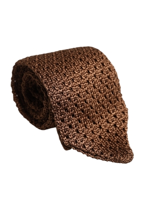 Dolce & Gabbana Brown 100% Silk Adjustable Necktie Men Accessory Tie