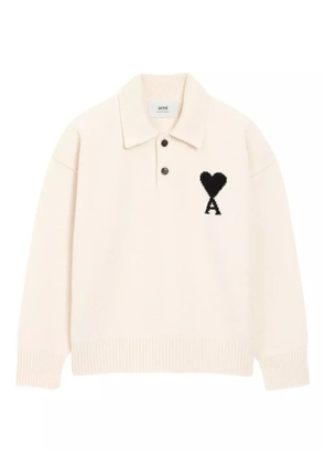 AMI Paris Ami De Coeur wool polo shirt - Neutrals