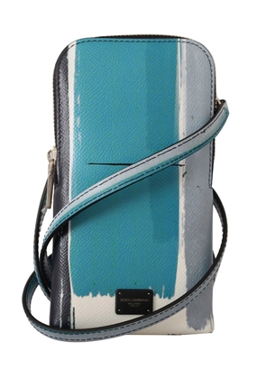 Dolce & Gabbana Blue Leather Cross Body Neck Strap Card Slot Phone Pocket