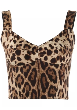 Dolce & Gabbana leopard-print bustier top - Brown