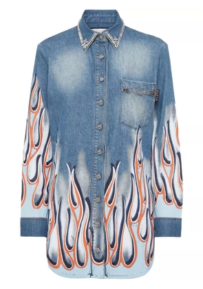 Philipp Plein Flame Racing denim shirt - Blue