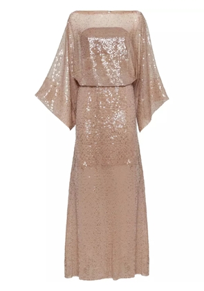 Brunello Cucinelli sequinned silk maxi dress - Neutrals