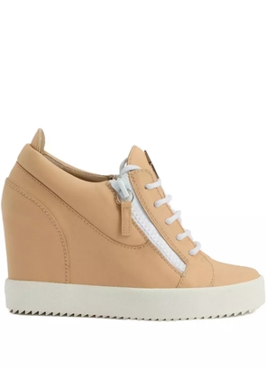 Giuseppe Zanotti 75mm wedge zip-detail low-top sneakers - Neutrals