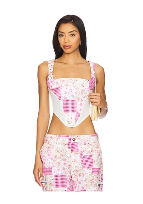 GUIZIO Mina Patchwork Corset in Pink. Size M. Also in L, S, XS, XXS.