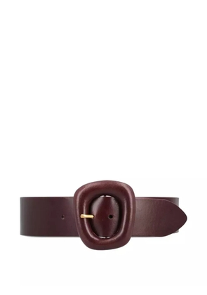 Saint Laurent sculpted-buckle leather belt - Red