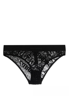 DSQUARED2 logo-embroidered lace briefs - Black