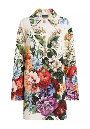 Dolce & Gabbana floral-print coat - White