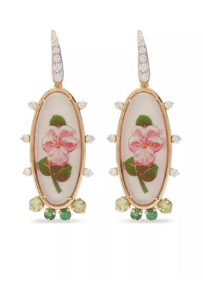 Francesca Villa 18kt yellow gold Pansy diamond and peridot earrings