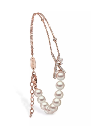 Yoko London 18kt rose gold Sleek Akoya pearl and diamond bracelet - Pink