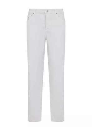 Brunello Cucinelli logo-patch straight-leg jeans - White