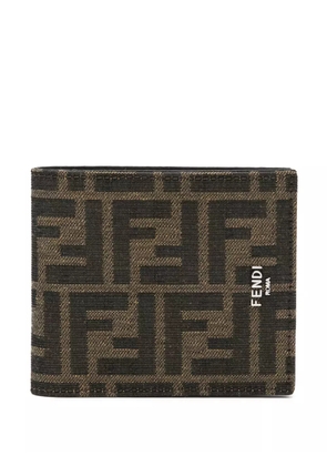 FENDI FF-jacquard leather wallet - Brown