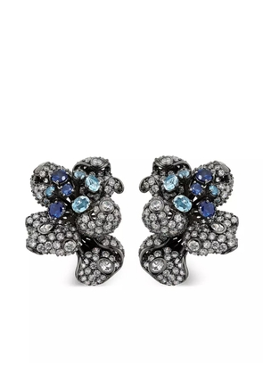 Anabela Chan 18kt white gold Bloomingdale diamond and sapphire earrings - Black