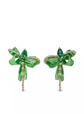 Anabela Chan 18kt yellow gold Cupid's Bow emerald earrings - Green
