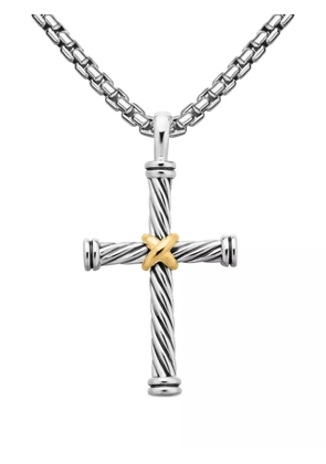 David Yurman 18kt yellow gold and sterling silver Cable Cross pendant - S8