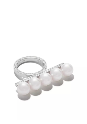 TASAKI 18kt white gold diamond pavé Collection Line Balance ring - Silver