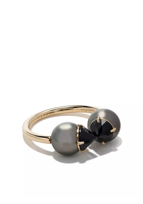 TASAKI 18kt yellow gold Collection Line refined rebellion signature black spinel ring
