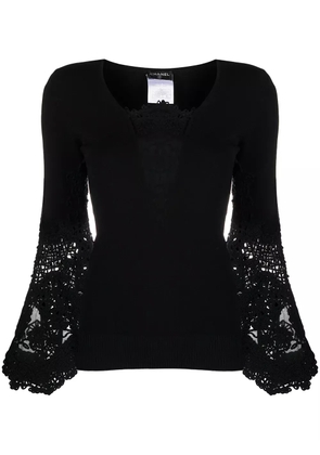 CHANEL Pre-Owned crochet detailing jumper - Black