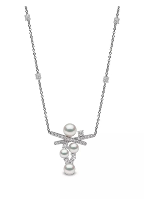 Yoko London 18kt white gold Sleek Akoya pearl and diamond necklace - Silver