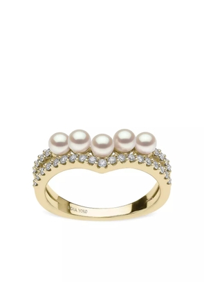 Yoko London 18kt yellow gold Sleek Akoya pearl and diamond ring