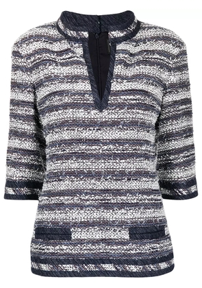 CHANEL Pre-Owned striped tweed blouse - Blue