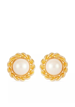 Susan Caplan Vintage 1990s faux pearl clip-on earrings - Gold