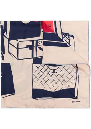 CHANEL Pre-Owned luggage print silk scarf - Neutrals