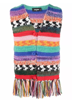 DSQUARED2 fringed colour-block waistcoat