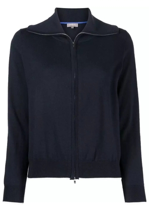 N.Peal spread-collar zip knit cardigan - Blue