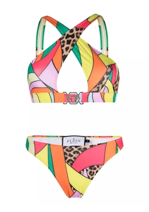 Philipp Plein crossover-strap bikini set - Red