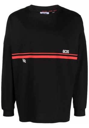GCDS logo-print striped sweatshirt - Black
