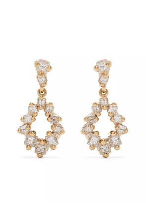 Suzanne Kalan 18kt yellow gold Princess diamond pear drop earrings