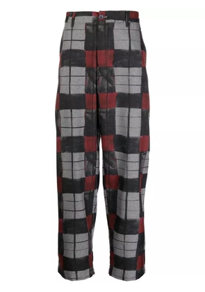 4SDESIGNS check-print cropped trousers - Grey