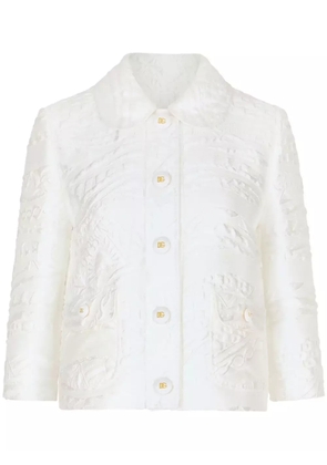 Dolce & Gabbana brocade rounded-collar jacket - White