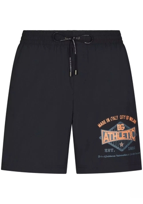 Dolce & Gabbana Athletic-print swim shorts - Black