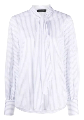 Fabiana Filippi striped pussy-bow shirt - White