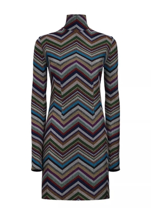 Missoni chevron-pattern turtleneck dress - Black