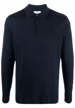 Sunspel merino wool long sleeve polo top - Blue