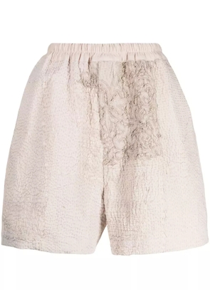 By Walid embroidered-patchwork bermuda shorts - Neutrals