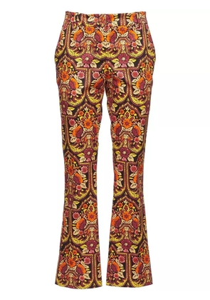 La DoubleJ floral-pattern flared trousers - Black