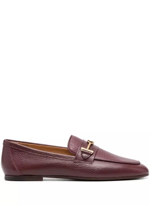 Tod's logo-detail leather loafers - Red
