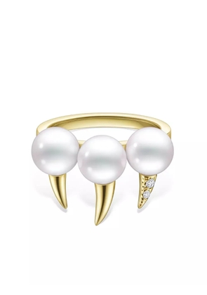 TASAKI 18kt yellow gold Collection Line Danger Fang pearl ring