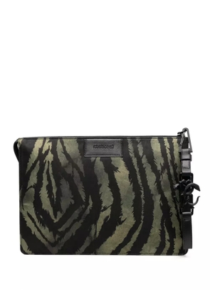 Roberto Cavalli tiger-print leather pouch - Black